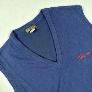 Vintage Wilson Sweater Vest Men XL Made in USA Navy V Neck Tennis Golf Preppy